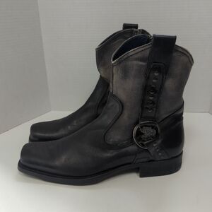 Mark Nason Sz 10 Designer Dragon Ankle Boots Leather Black Rock Lives